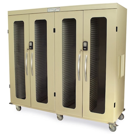 Harloff Quad Column Medical Storage Cabinet, Glass Doors, Electronic Keypad Lock MSPM84-00GEK